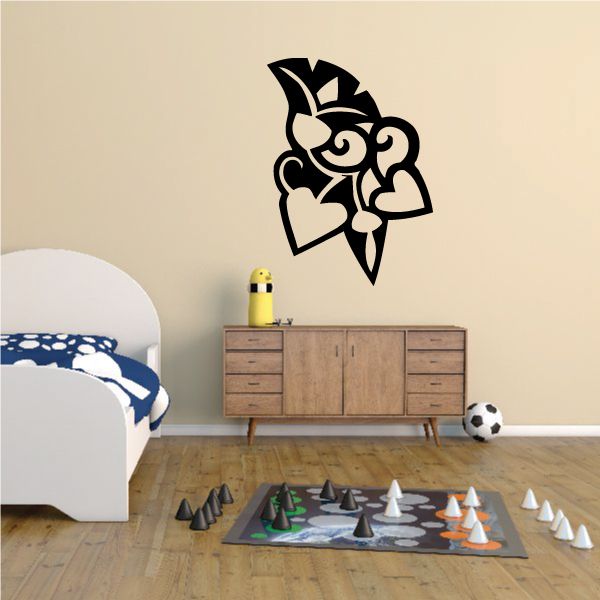 Lotus Egyptian wall decal, black ornate profile silhouette with lotus accents