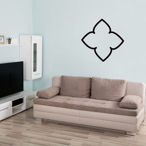 Lotus flower outline wall decal, black line design