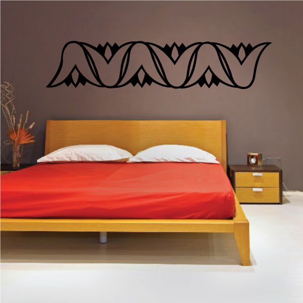 Egyptian lotus wall decal, black stylized lotus band