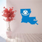 Louisiana state flag sticker, blue outline with white emblem and text
