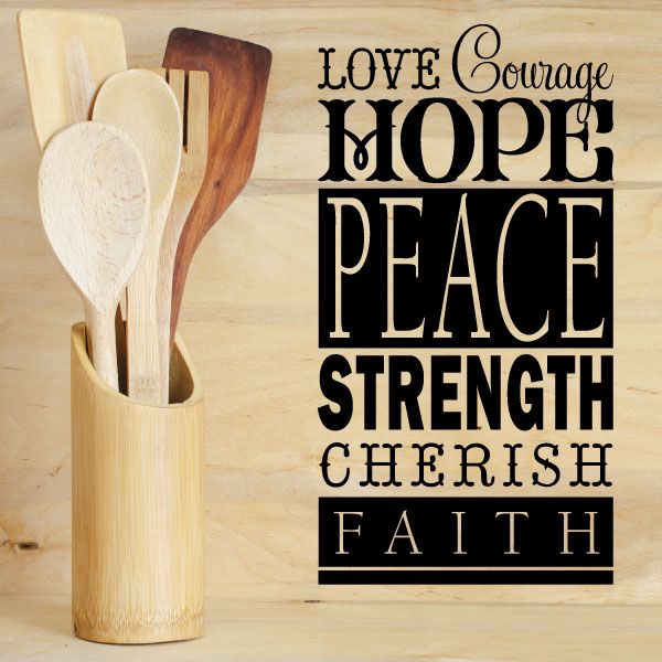 Image of Love Courage Hope Peace Strength Cheris Faith Decal