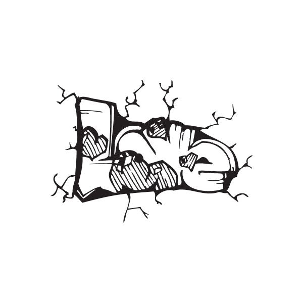 Graffiti-style heart decal with black spray and scribble details