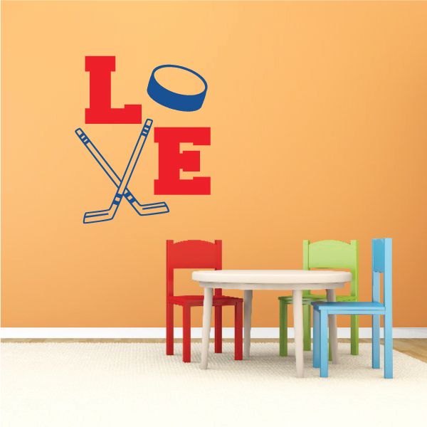 Image of Love Hockey Wall Decal - Vinyl Decal - Car Decal - Vdcolor004