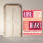 February 14 heart-themed sticker with pink hearts and text: LOVE IS AN ART FROM THE HEART