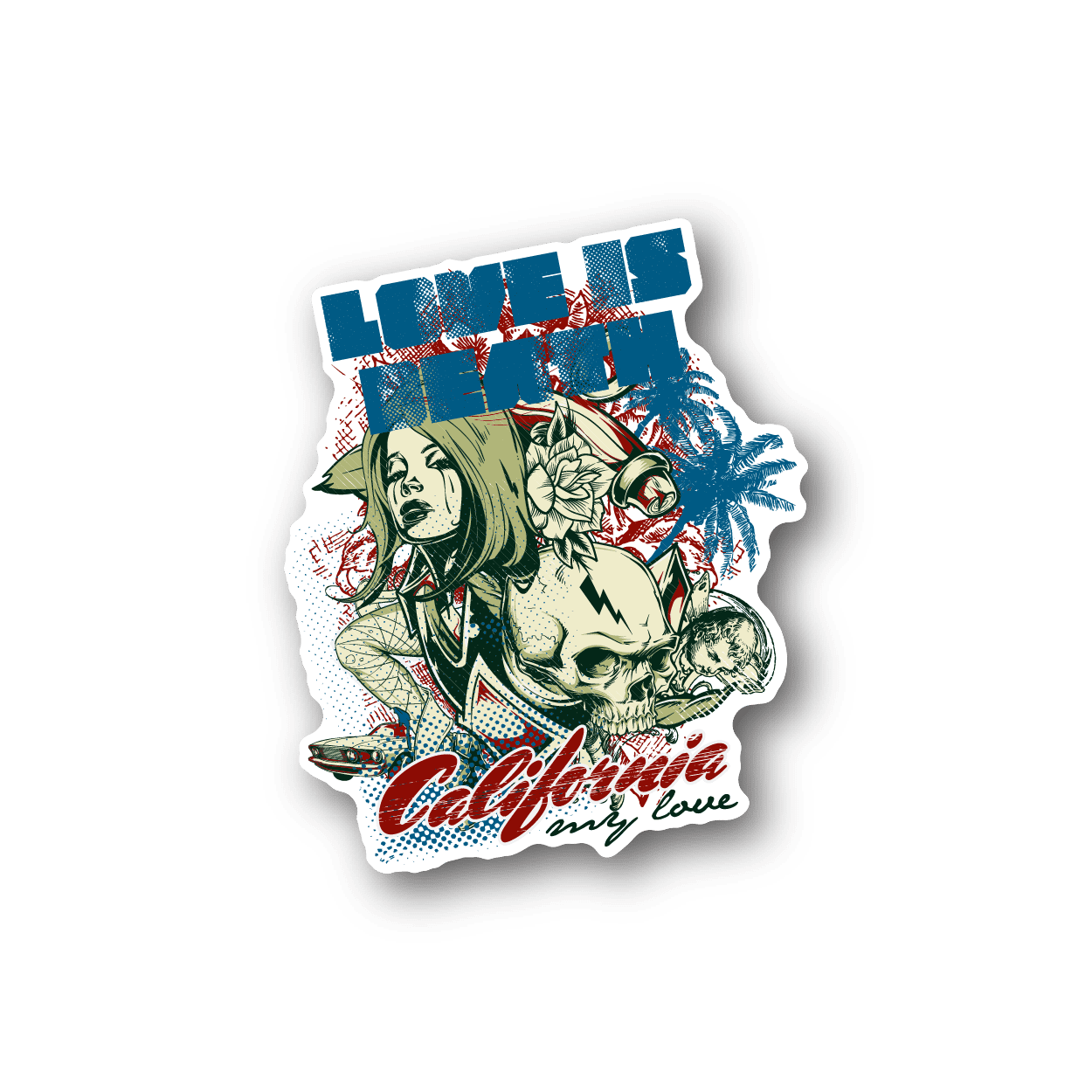 Image of Love is Death California Sticker