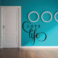 Love life wall decal with cursive script and three outlined circles
