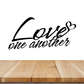 Love one another wall decal, black cursive lettering with heart accent