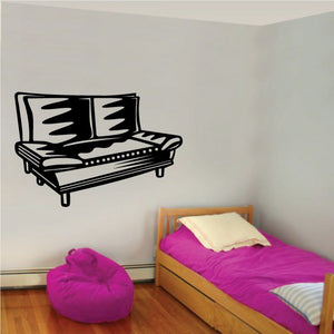 Love seat wall decal with black sofa line-art illustration