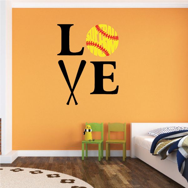 Image of Love Softball Mom Printed Decal