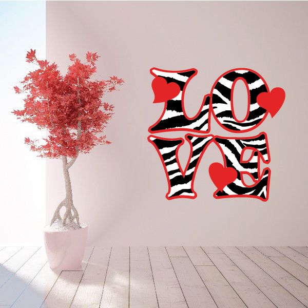 Image of Love Zebra Print Decal