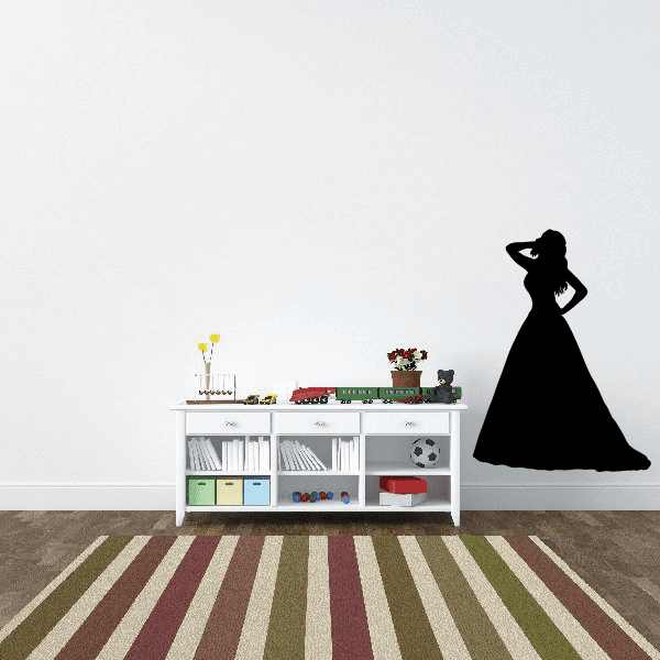 Black bride silhouette decal in a standing dress pose