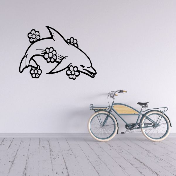 Image of Lovely Flowers and Dolphin Decal