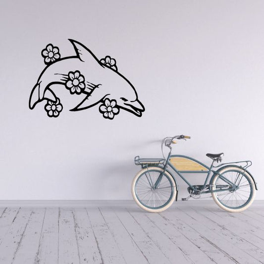 Image of Lovely Flowers and Dolphin Decal