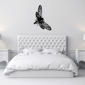 Black moth decal with wings spread, butterfly-like design for wall decor