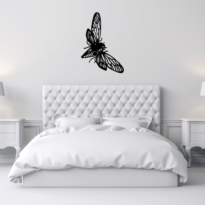 Black moth decal with wings spread, butterfly-like design for wall decor