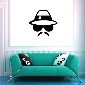 Black lowrider hat and mustache decal