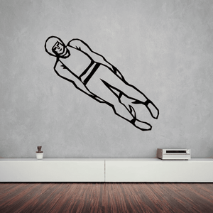 Luge toboggan decal with black outline sled graphic