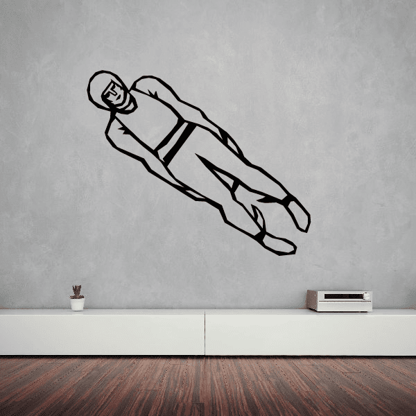 Luge toboggan decal with black outline sled graphic