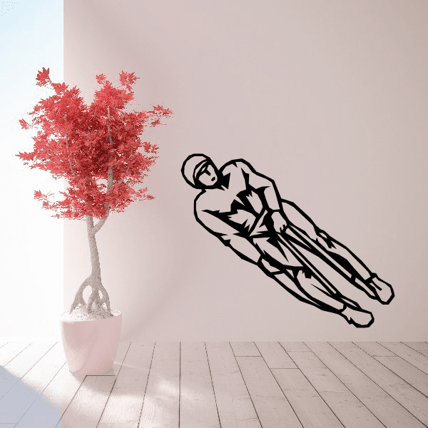 Lugeing decal: black luge rider sled silhouette