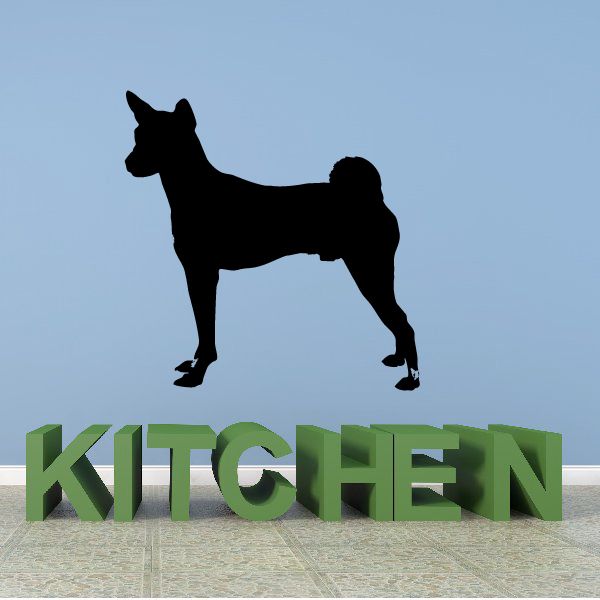 Lulu Dog decal with black standing dog silhouette