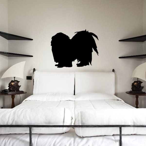 Dog decal with black silhouette of two dogs facing each other
