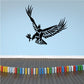 Black eagle wings decal with extended legs and talons, vinyl wall sticker