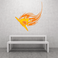 Stylized shark sticker in orange and yellow, open mouth with flame details.