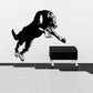 Black lunging wolf wall decal silhouette with open mouth and claws