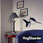 Mako shark vinyl decal, dark blue with white belly and outlined head