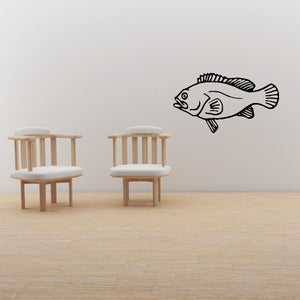 Small mouth bass decal with line-art fish illustration