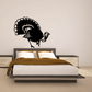 Turkey decal sticker, black turkey silhouette with white outline and fan tail.