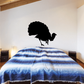 Black turkey silhouette decal with fan tail and raised legs