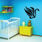 Feather swan wall decal, black silhouette with curved wing and tail design