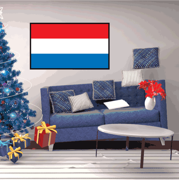 Luxembourg flag rectangle sticker with red, white, and light blue bands