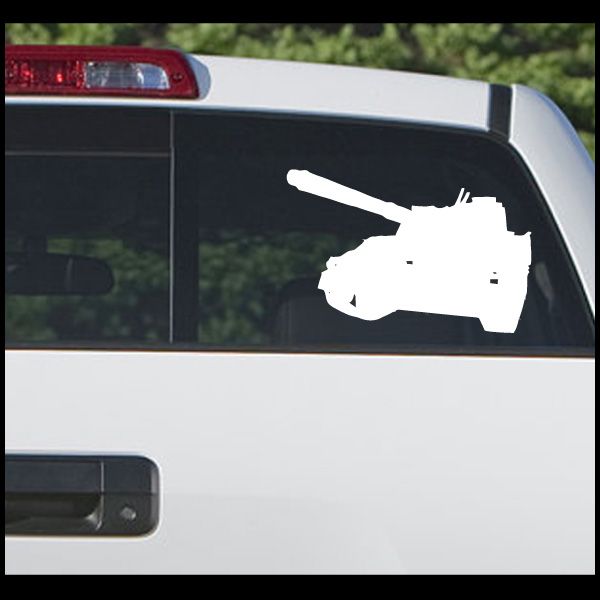 White M-1 Abrams tank driving decal