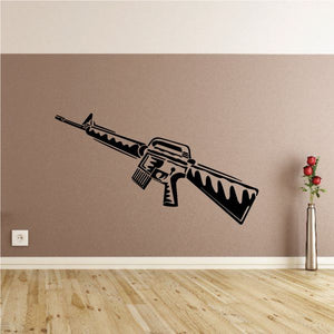 M-4 assault rifle wall decal, black silhouette