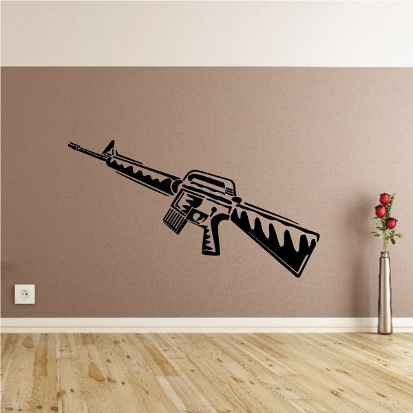 M-4 assault rifle wall decal, black silhouette