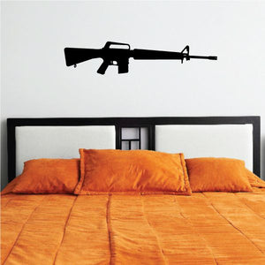 M4 rifle wall decal, black silhouette with detailed receiver and barrel