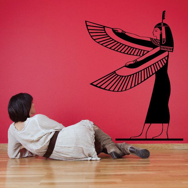 Egyptian pharaoh wall decal with headdress, black vinyl design