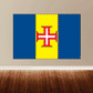 Madeira flag sticker with blue field and yellow center panel and red cross