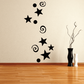Star and swirl wall decal with black magic dust circles and sparkles