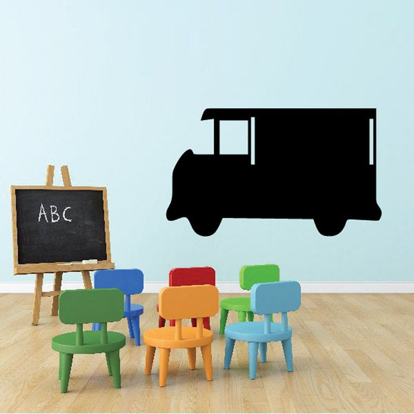 Black mail truck wall decal with envelope window and wheels