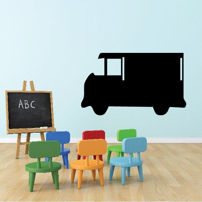 Black mail truck wall decal with envelope window and wheels