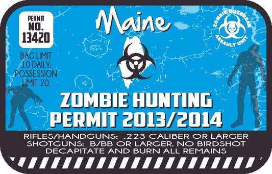 Image of Maine Zombie Hunting Permit Sticker