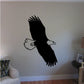 Black eagle floating wall decal, wings spread silhouette