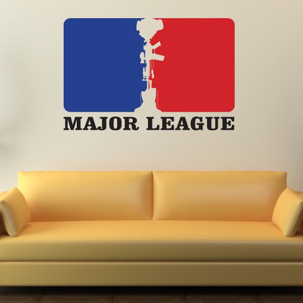 Major League memorial die-cut decal with red, white, and blue flag graphic and text