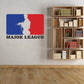 Printed die-cut decal: blue/red logo with 'Major League' text