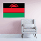 Rectangular Malawi flag sticker with black sun rays, red stripe and green stripe