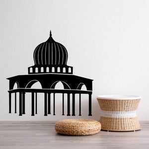 Islamic mosque wall decal with black dome and arches silhouette.