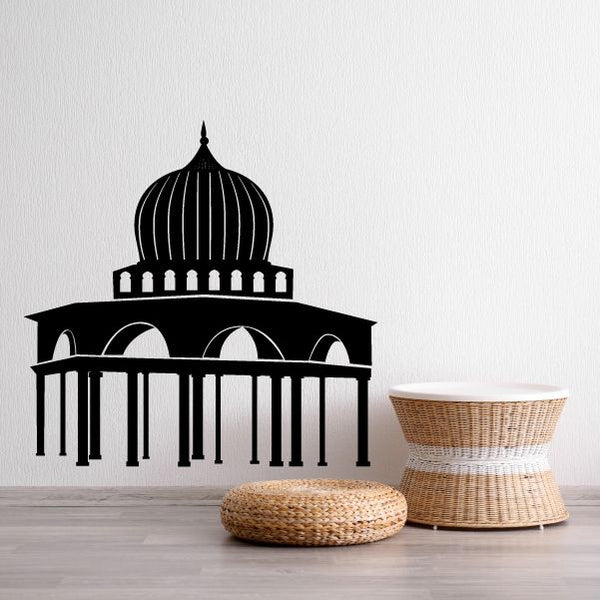 Islamic mosque wall decal with black dome and arches silhouette.